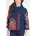 Embroidered coat "Luxurious Poppies" blue